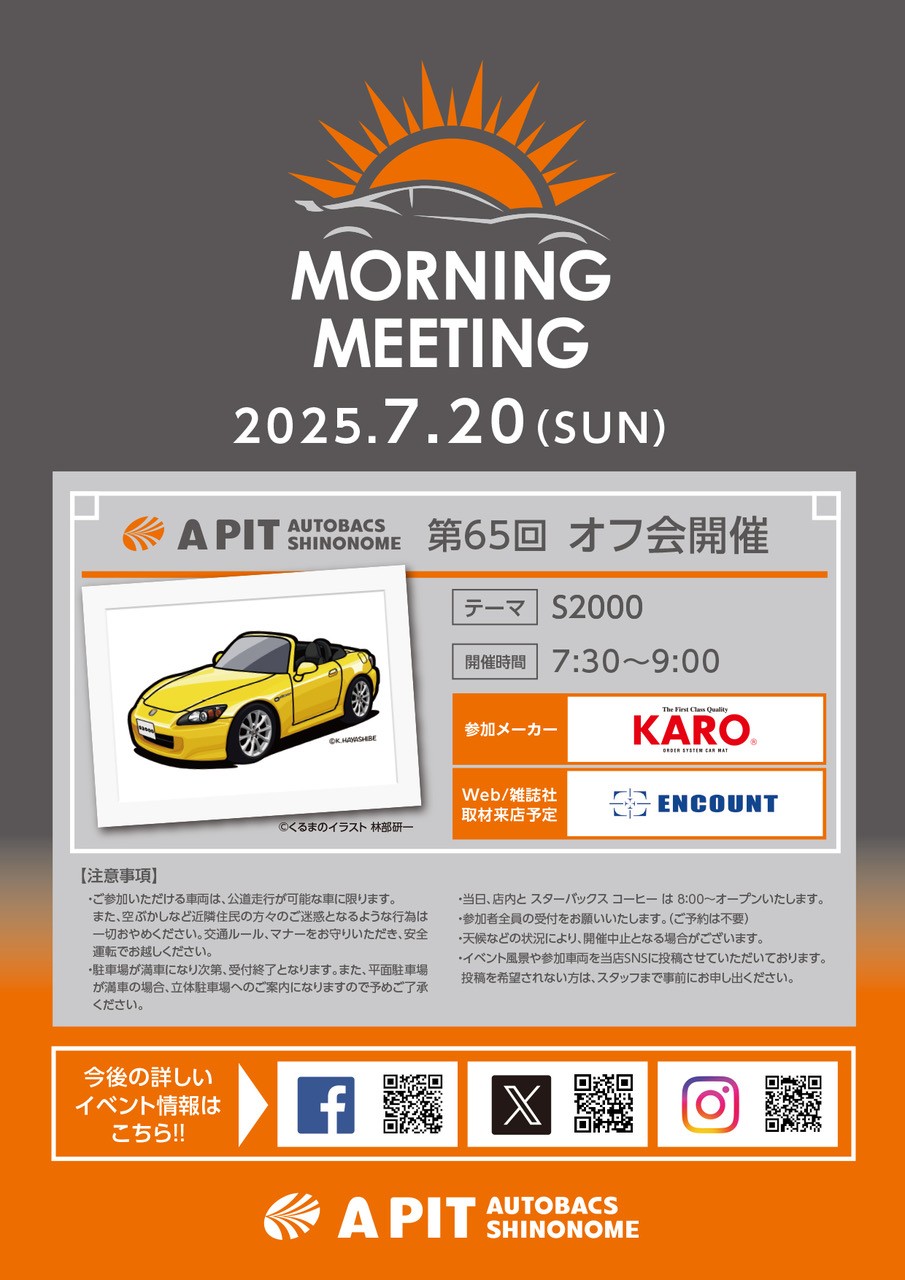 第６５回モーニングミーティング　テーマ「S2000」